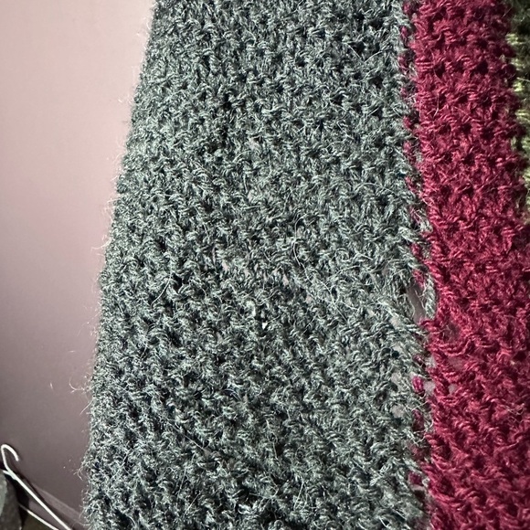 Gray, Green and Burgundy Women's Shawl - Picture 3 of 7